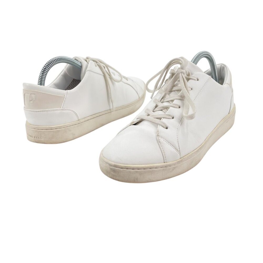 Thousand Fell White Vegan Leather Lace-Up Stain Odor Resistant Sneakers Womens 9
